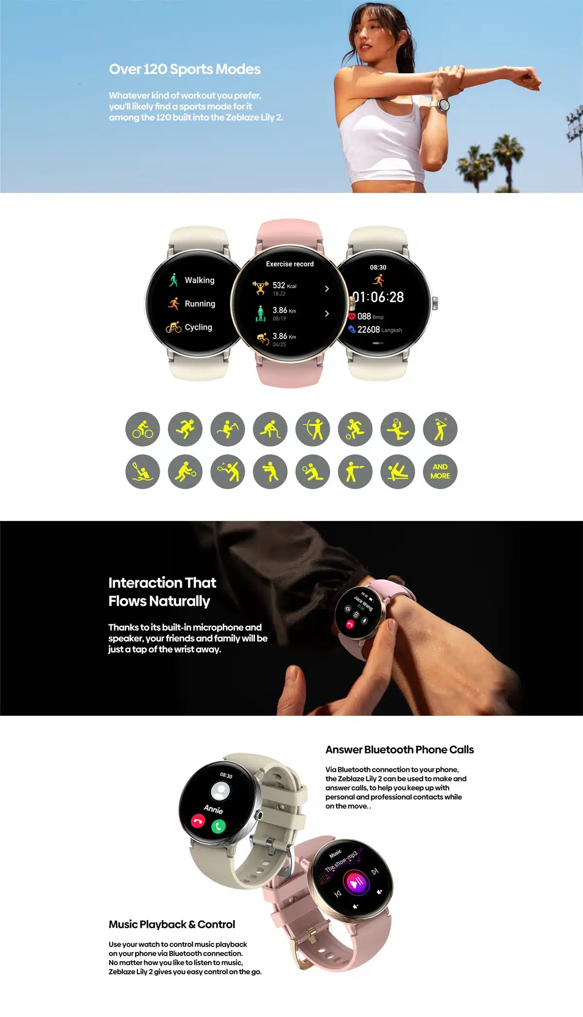 Lily 2 smart watch technical specifications