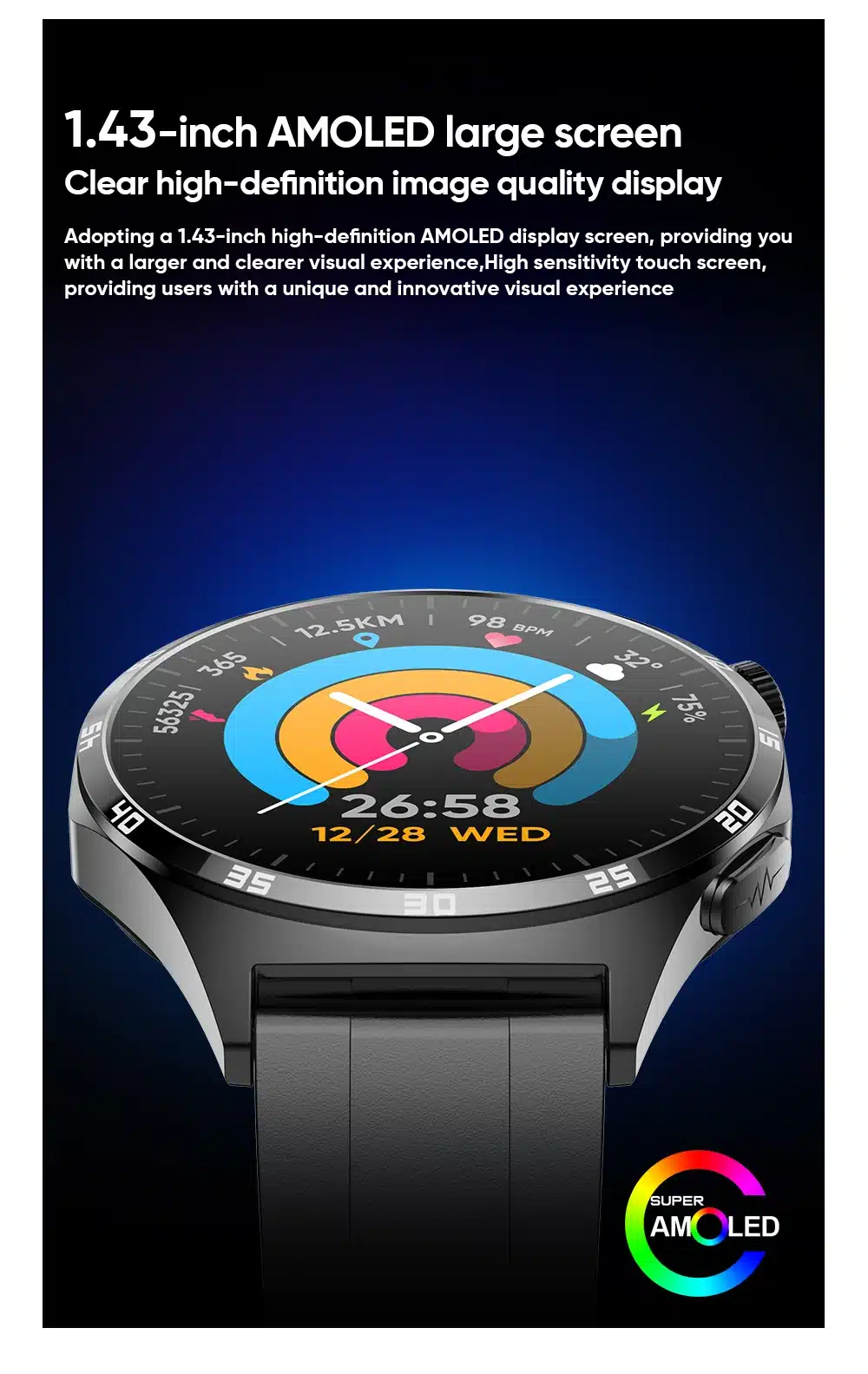 MT300 AMOLED smart watch detail image 3