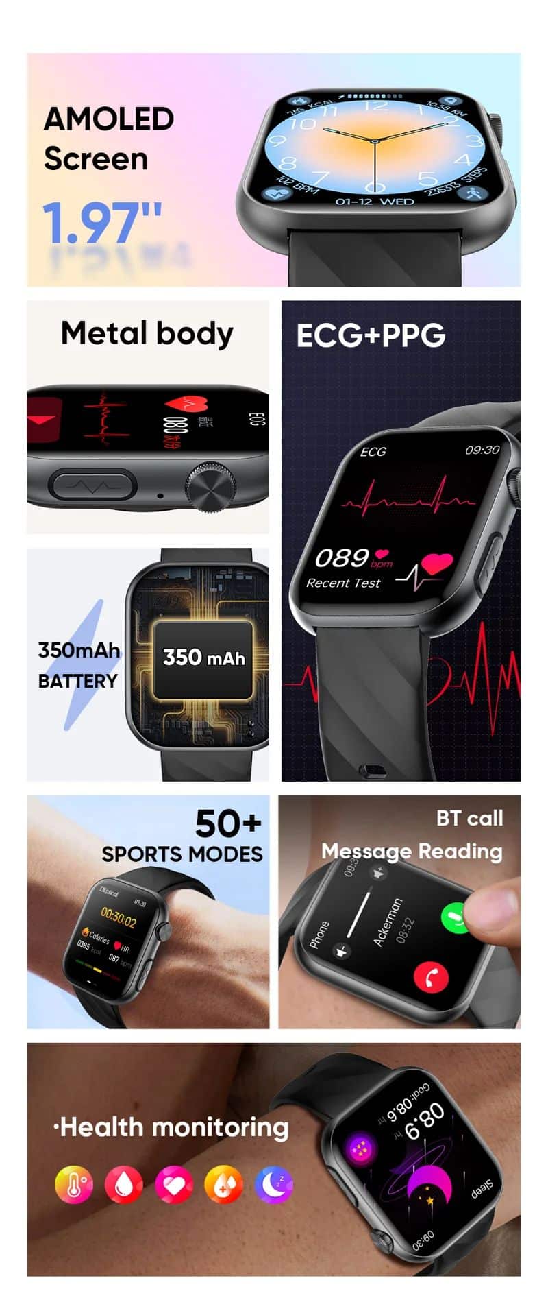 MT500 AMOLED Smart Watch - detail 02