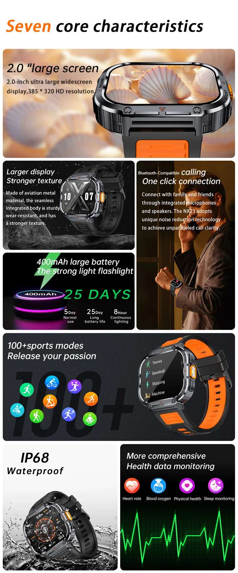 NX23 2.0-Inch Fitness Smart Watch - detail 02