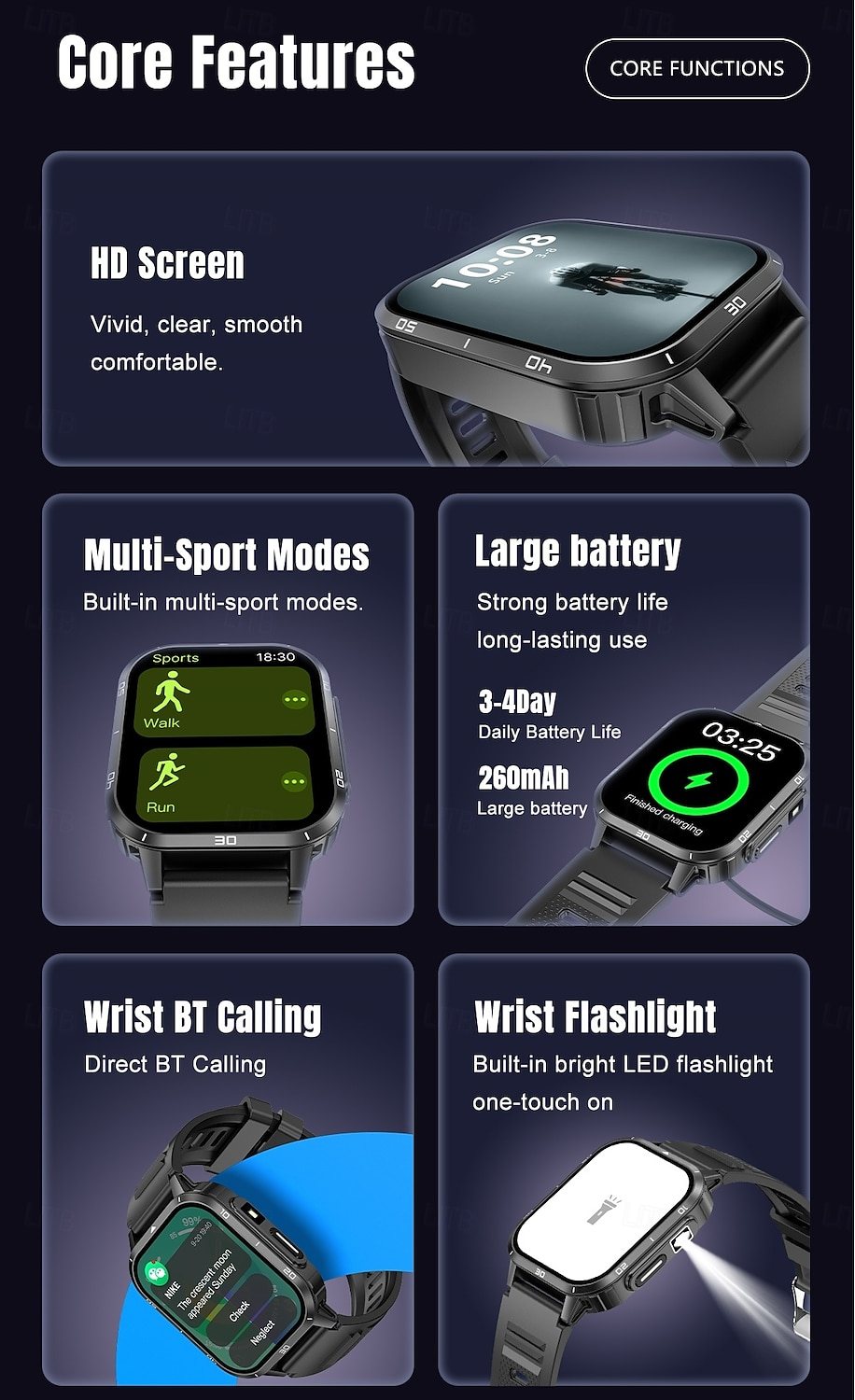 Y55B Rugged Bluetooth Calling Smart Watch - detail 02