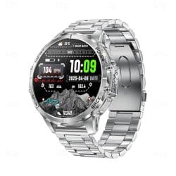 K77 Rugged Outdoor Smart Watch - variant silver steel