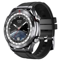 S59 Round Calling Smart Watch - variant black silicone strap