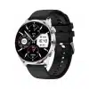 Silver Case / Black Silicone Strap