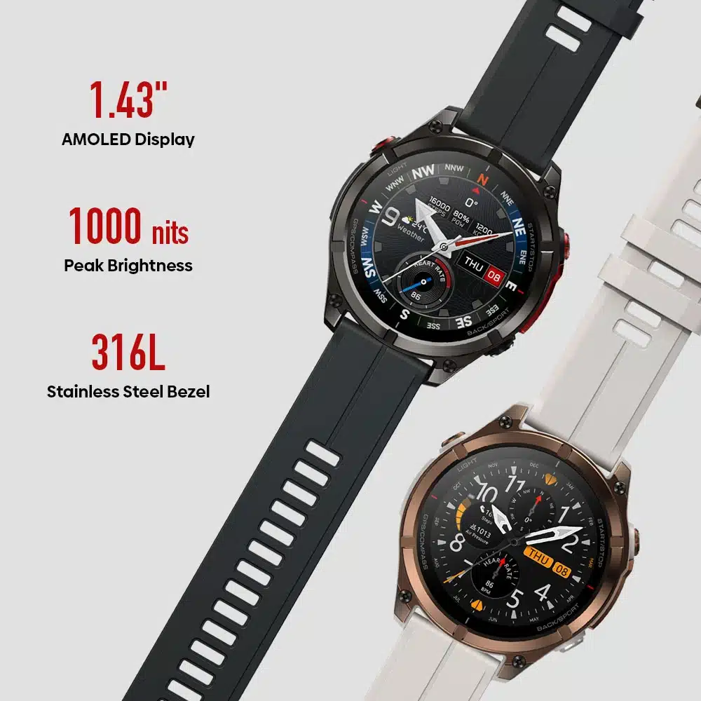 Stratos 4 Pro 1.43-inch AMOLED display and steel bezel