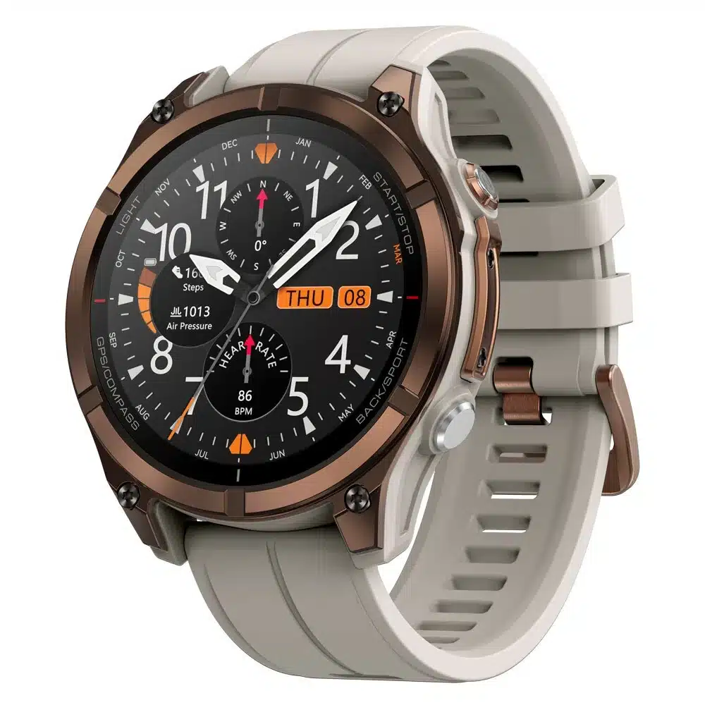 wearablemaster-stratos-4-pro-gps-smart-watch-with-amoled-offline-maps-led-flashlight-bluetooth-calling-and-music-storage-gallery-04 Stratos 4 Pro GPS smart watch in Bronze, shown at a three-quarter angle