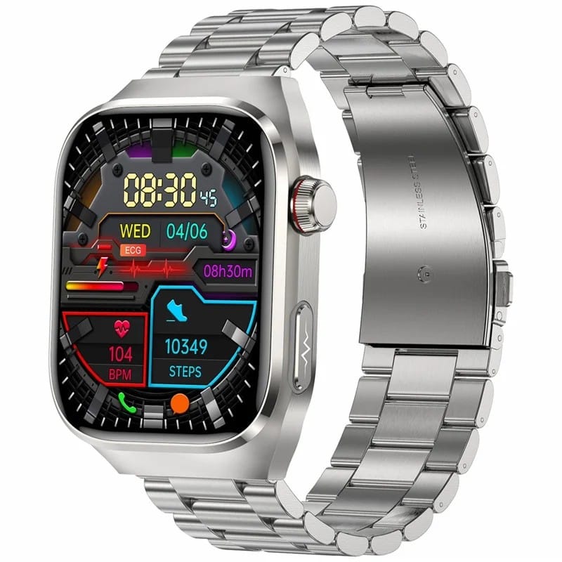 TK16 2.04-Inch AMOLED Bluetooth Calling Smart Watch with 368 x 448 Display, Steel Strap, Voice Assistant, Multi-Sport Tracking and 650mAh Battery - gallery-01 TK16 AMOLED Bluetooth Calling Smart Watch - gallery 01