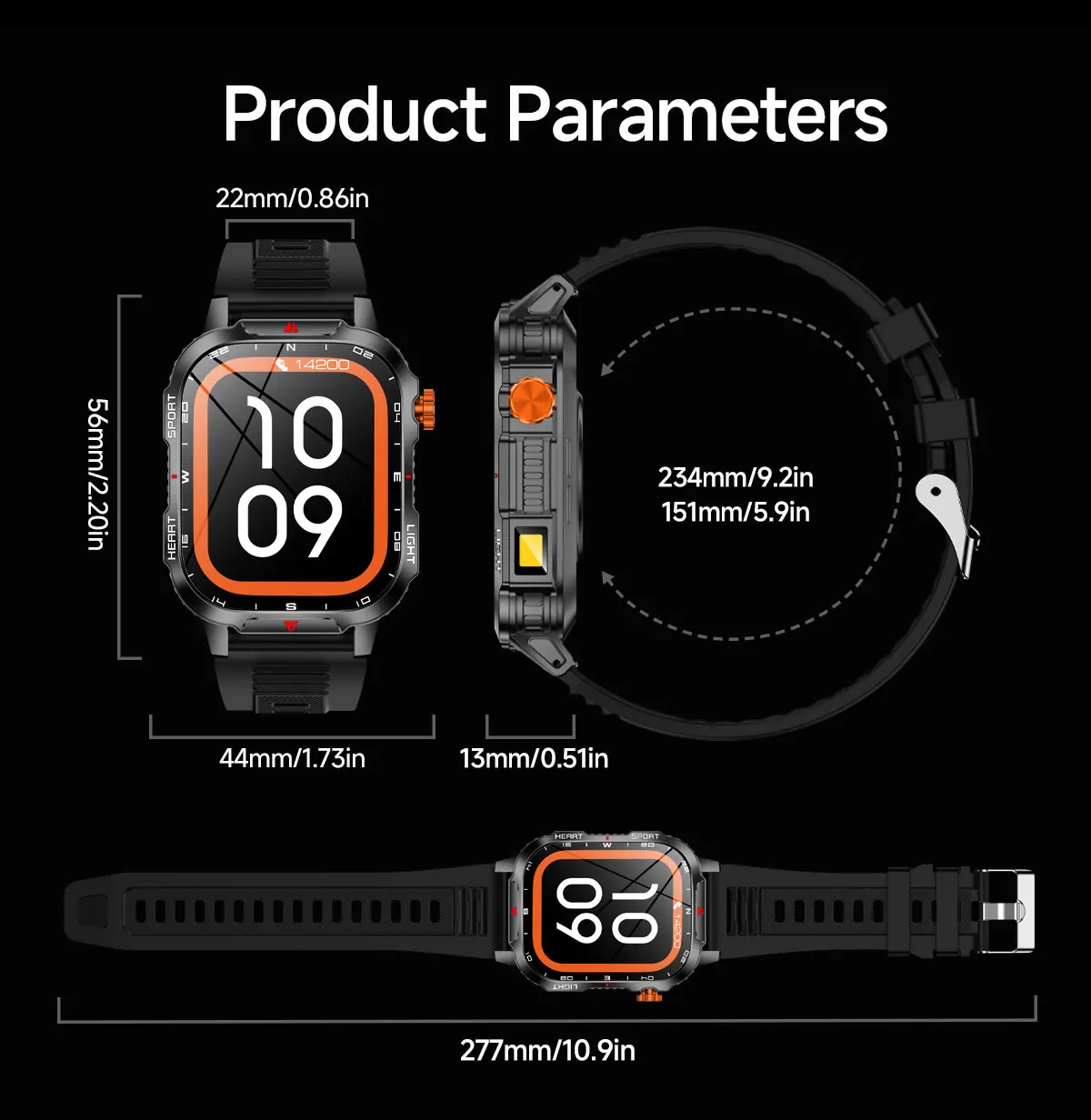 V35 rugged smart watch detail image 17