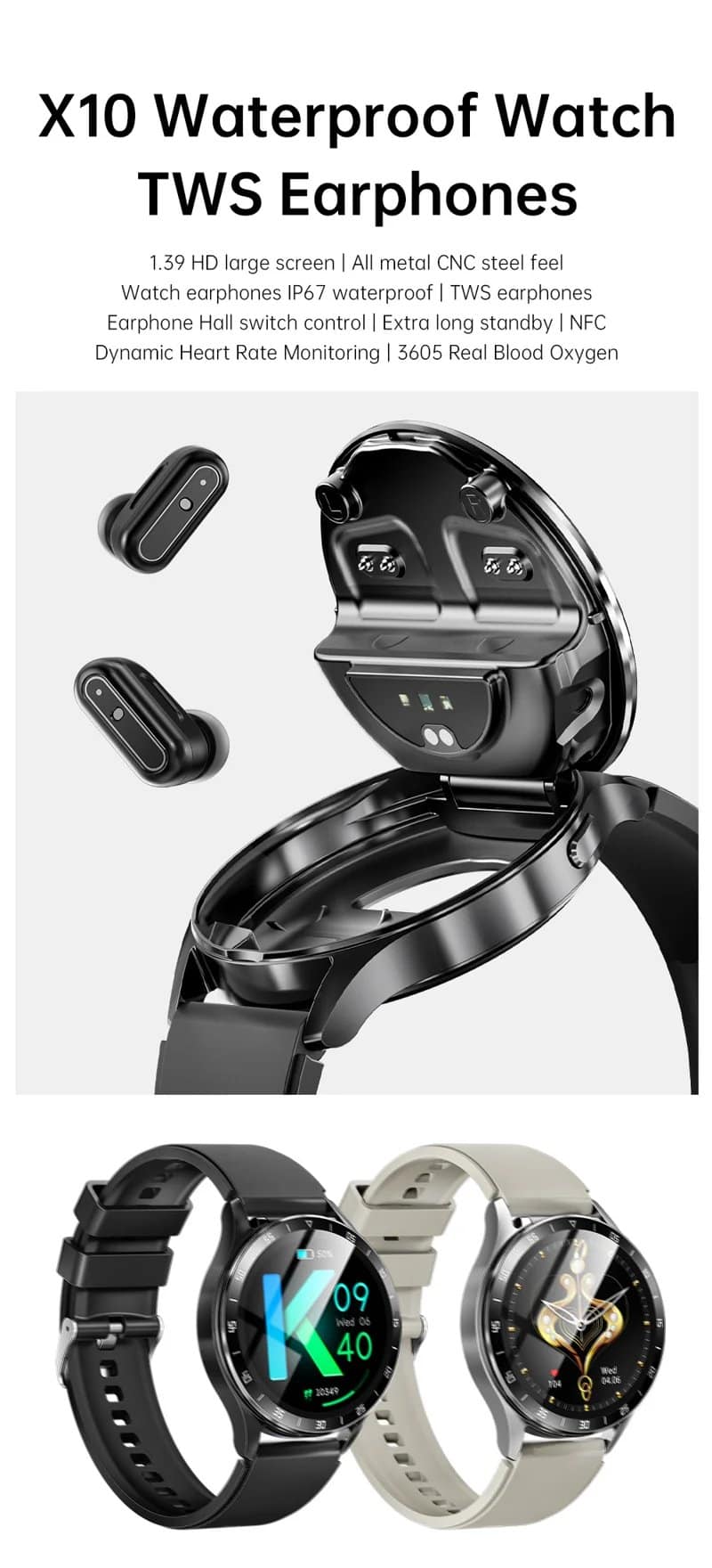 X10 2-in-1 Smart Watch and Earbuds - detail 01