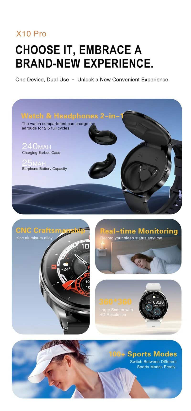 X10Pro 2-in-1 Smart Watch Earbuds - detail 02