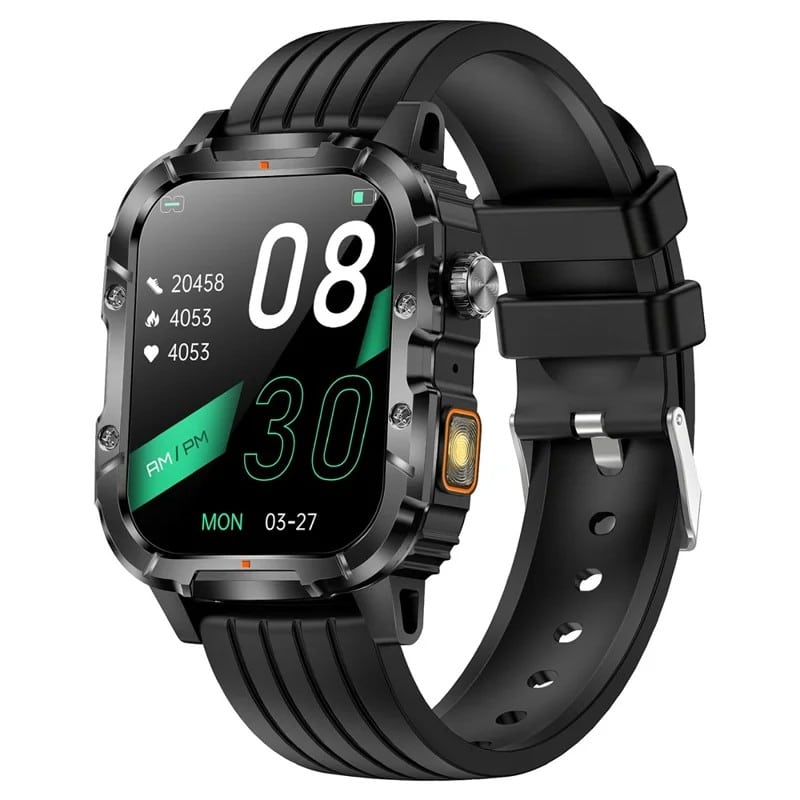 Y8 Rugged Smart Watch with 1.95-Inch IPS Display, 1000mAh Battery, IP68 Water-Resistance Guidance, LED Flashlight, Bluetooth Calling, 100+ Sports Modes, 20+ Languages and Silicone Strap - gallery-01 Y8 Rugged Smart Watch - gallery 01