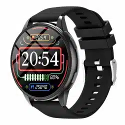 Round Touchscreen Smart Watch with Bluetooth Calling, 100+ Sports Modes, 180mAh Battery, on a white background